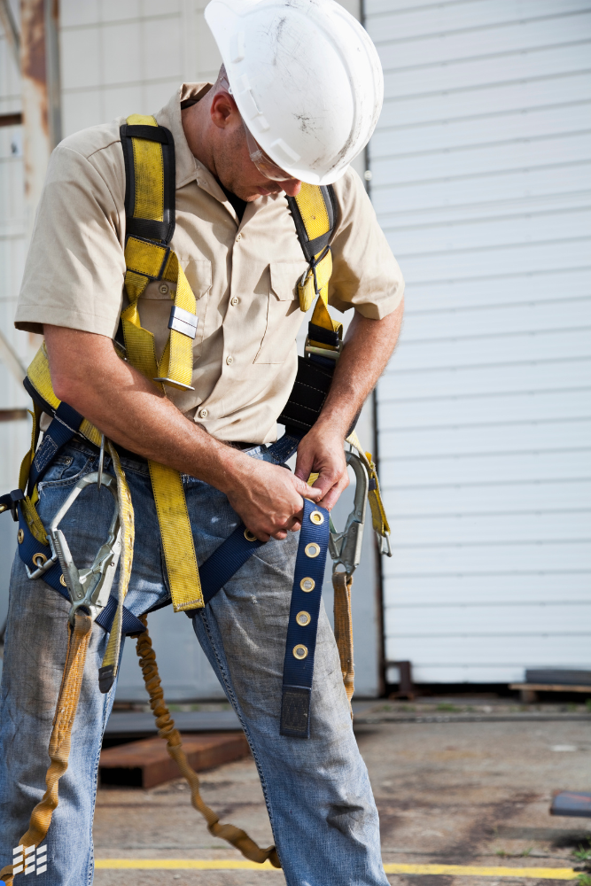 Fall harness system used to control critical risks when working at height.